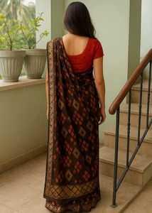 Elegant Brown Patterned Saree