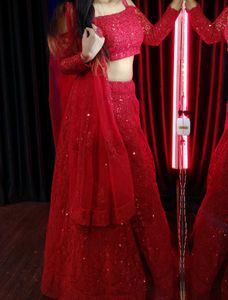 Red Sequin Lehenga
