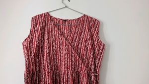 Red And White Peplum Top