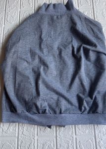 Gray Zip-Up Jacket with Sleeve Detail