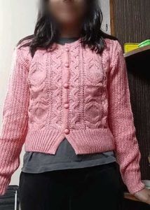 Korean Pink Knit Cardigan