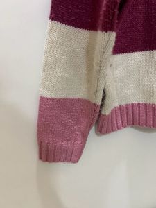 Women Pink White Wool Sweater