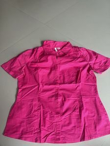 Bright Pink Short Sleeve Blouse
