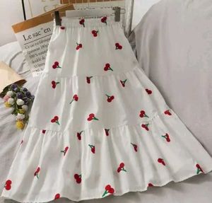 Cherry Print Tiered Skirt