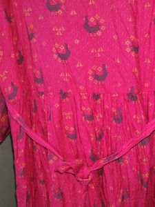 Printed A-line Dress with Embroidery