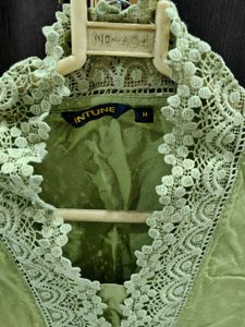 Pista green short kurta