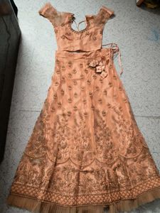 Peach Embroidered Lehenga Choli