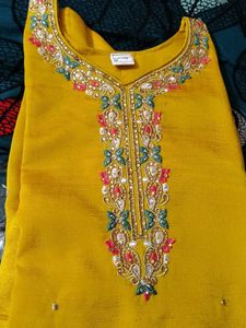 Brand New Mustard Chiffon Suit (Not Used)