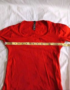 Red Bateu Neck 3/4th Sleeve Top