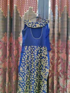 Blue &amp; Gold Embellished Dress