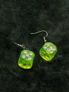 Neon Green Dice Earrings