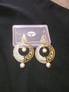 Gold Tone Pearl Drop Earrings
