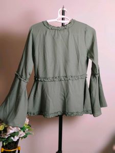 Ruffled Bell Sleeve Full top