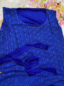Very Beautiful,pretty Flower Netted Blue Colourtop