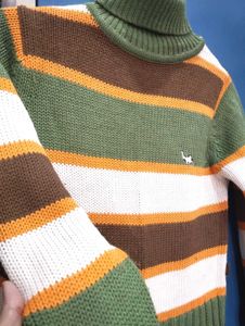 Pretty Multicoloured High Neck Cropped Sweater