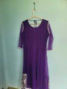 women purple anarkali with dupatta