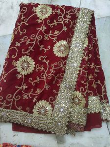 Red ♥️ Saree Beautiful Work