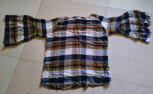 Plaid Bell Sleeve Top