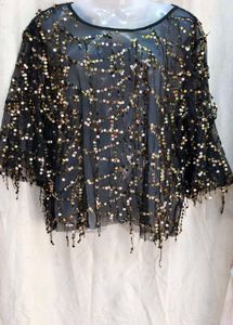 151212. Sequin Embellished Black Top