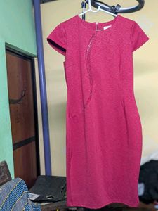 Burgundy Cap Sleeve Sheath Dress