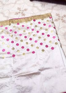 Polka Dot Fabric - Pink &amp; Gold