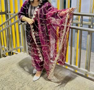 Sale🎉Velvet Cording Sequence Embroidery Work Suit