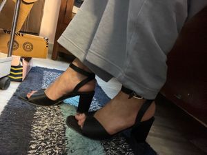 Open Toe Black Heels