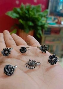Silver Tone Nose Ring 6 Set