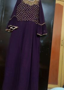 Purple Ethnic Party Wear Long Gown For 42 Bust