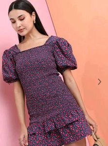 Floral Print Drop-wrist Dress