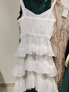 White Ruffle Layered Dress