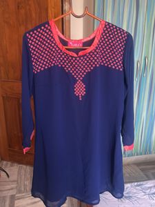 Kaira&#39;s Navy Blue Embroidered Tunic