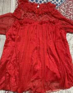 Red Beads Party Wear Top
