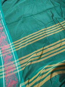 Green soft Saree with Peacock Border