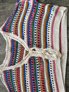 Multicolour Crochet Sweater