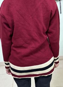 Maroon Winter Cardigan Sweater
