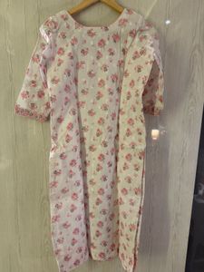 Block Print Lace Work Cotton 3 Piece Suit