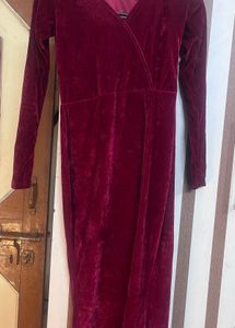 Burgundy Velvet Dress