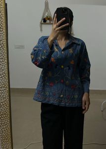 Studio Works Embroidered Denim Down Jacket