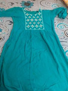 Teal Embroidered Kurti