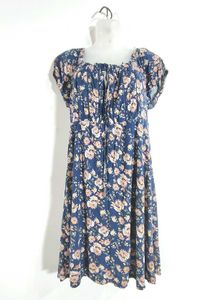 Navy Blue Floral Print Dress (Women's)