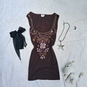 2000s vintage Embroidered Brown fitted