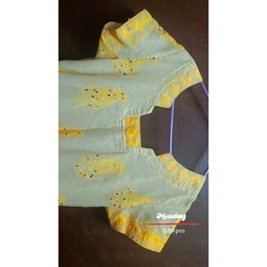 Yellow Printed Kurti