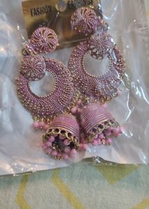 Pink Jhumka Earrings