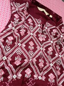 Maroon Printed Dress