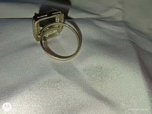 American diamond ring black onyx stone