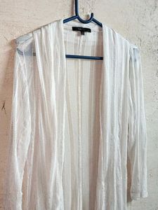 See-through Fashion Shrug Top Full-sleeve White