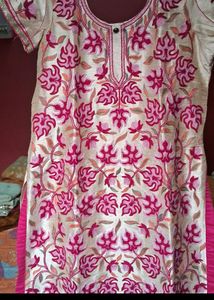 Pink Kashmiri Work Kurti