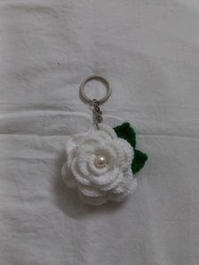 Crochet Rose Keychain