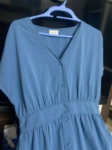 Blue Button-Down Midi Dress